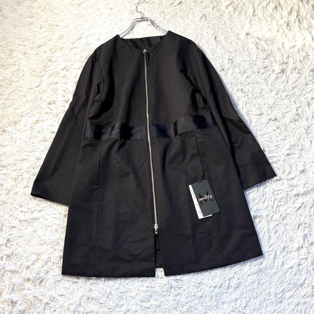 新品タグ付き　Modify 2wayブラックノーカラーコート　リバーシブル　40