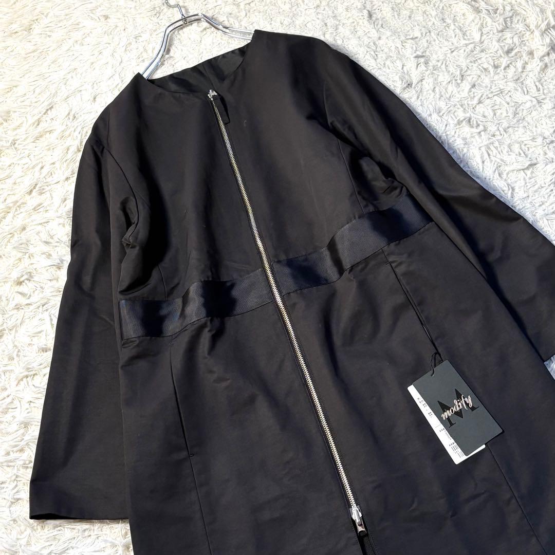 新品タグ付き　Modify 2wayブラックノーカラーコート　リバーシブル　40
