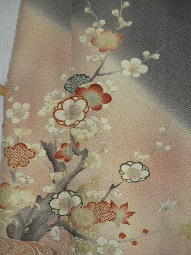 L～2Ｌサイズ　訪問着からの着物リメイクドレスです　着丈１２１cm