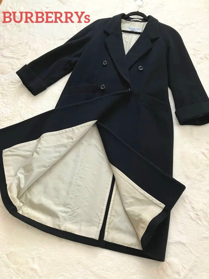 【美品】バーバリー カシミヤ混 チェスターロングコート 7AB2 シャドーホース