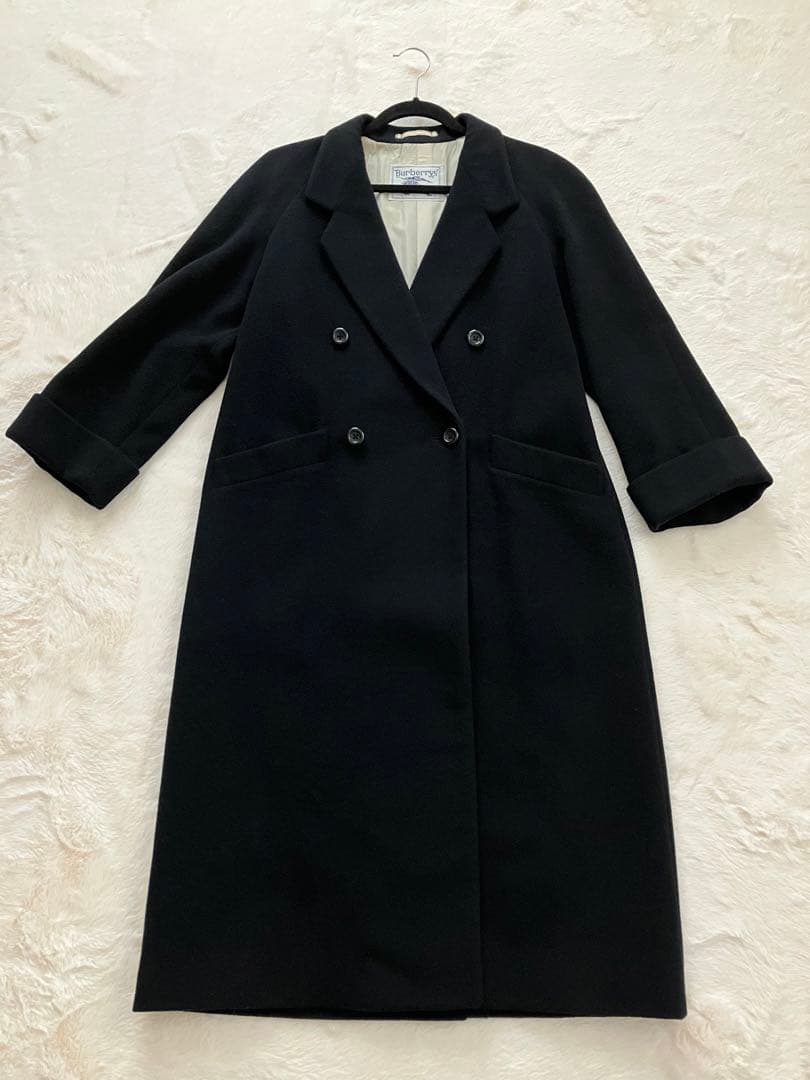 【美品】バーバリー カシミヤ混 チェスターロングコート 7AB2 シャドーホース