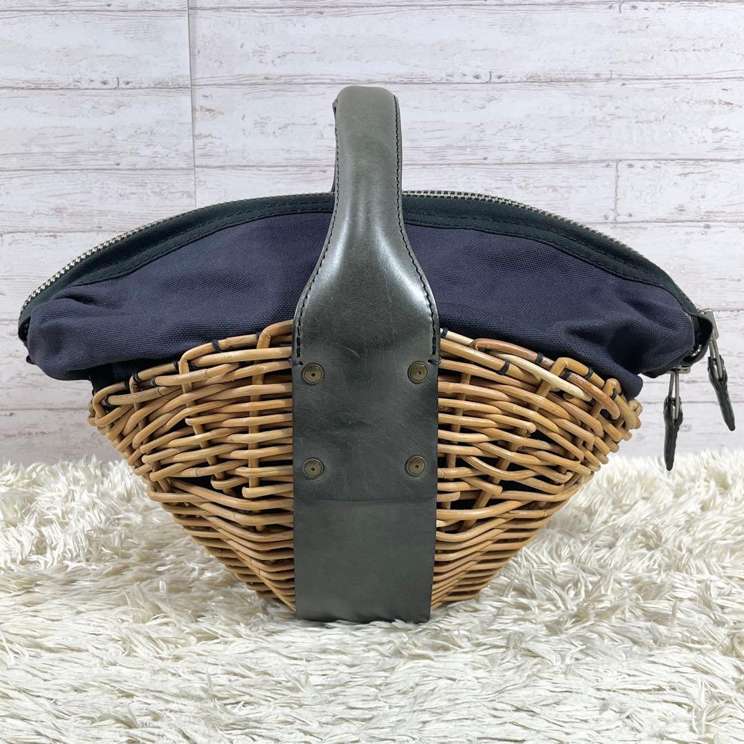 ✨美品 エバゴス かごバッグ オイルショルダーレザー ミラー バスケット型