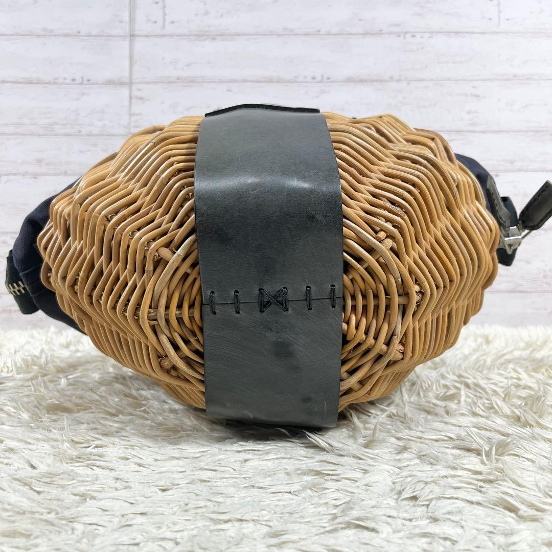 ✨美品 エバゴス かごバッグ オイルショルダーレザー ミラー バスケット型