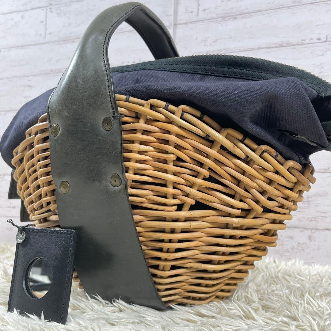 ✨美品 エバゴス かごバッグ オイルショルダーレザー ミラー バスケット型