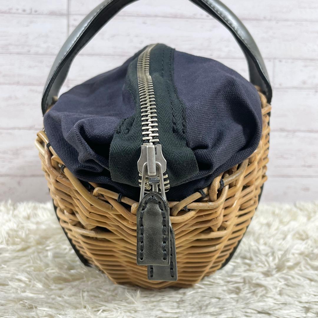 ✨美品 エバゴス かごバッグ オイルショルダーレザー ミラー バスケット型