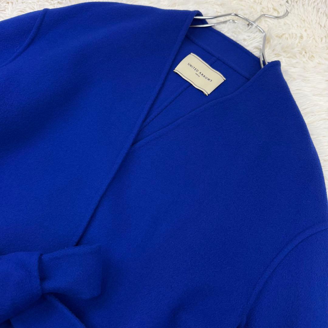 美品 ユナイテッドアローズ ダブルフェイスベルテッドコート リバーコート ロング