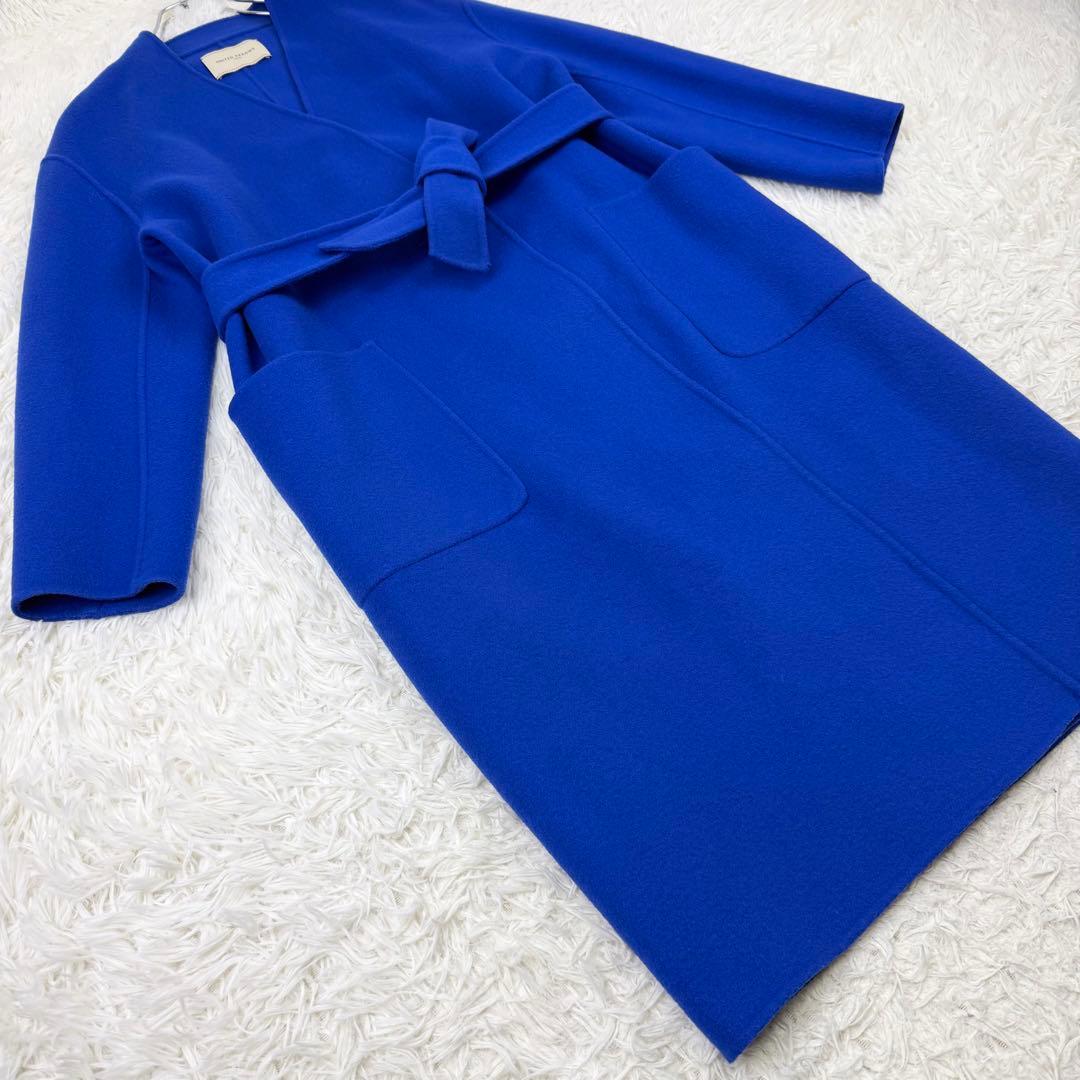 美品 ユナイテッドアローズ ダブルフェイスベルテッドコート リバーコート ロング