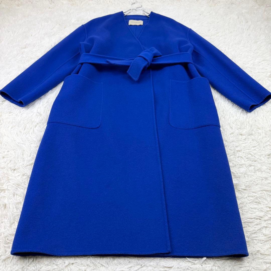 美品 ユナイテッドアローズ ダブルフェイスベルテッドコート リバーコート ロング