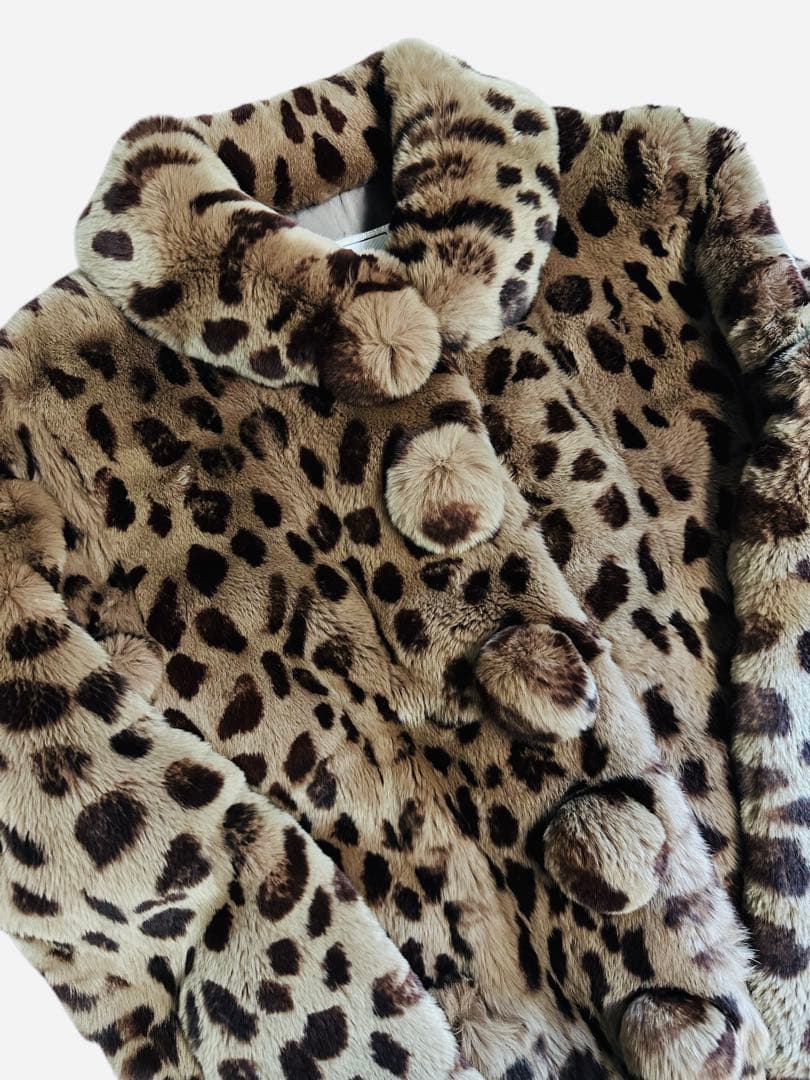 限定 新品同様 マドモアゼルノンノン 豹柄 レッキス毛皮 最高級 本革コート