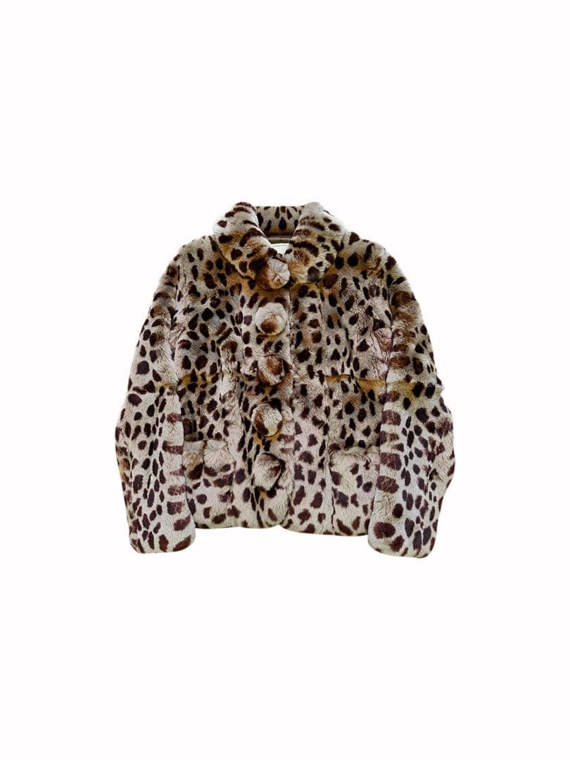 限定 新品同様 マドモアゼルノンノン 豹柄 レッキス毛皮 最高級 本革コート