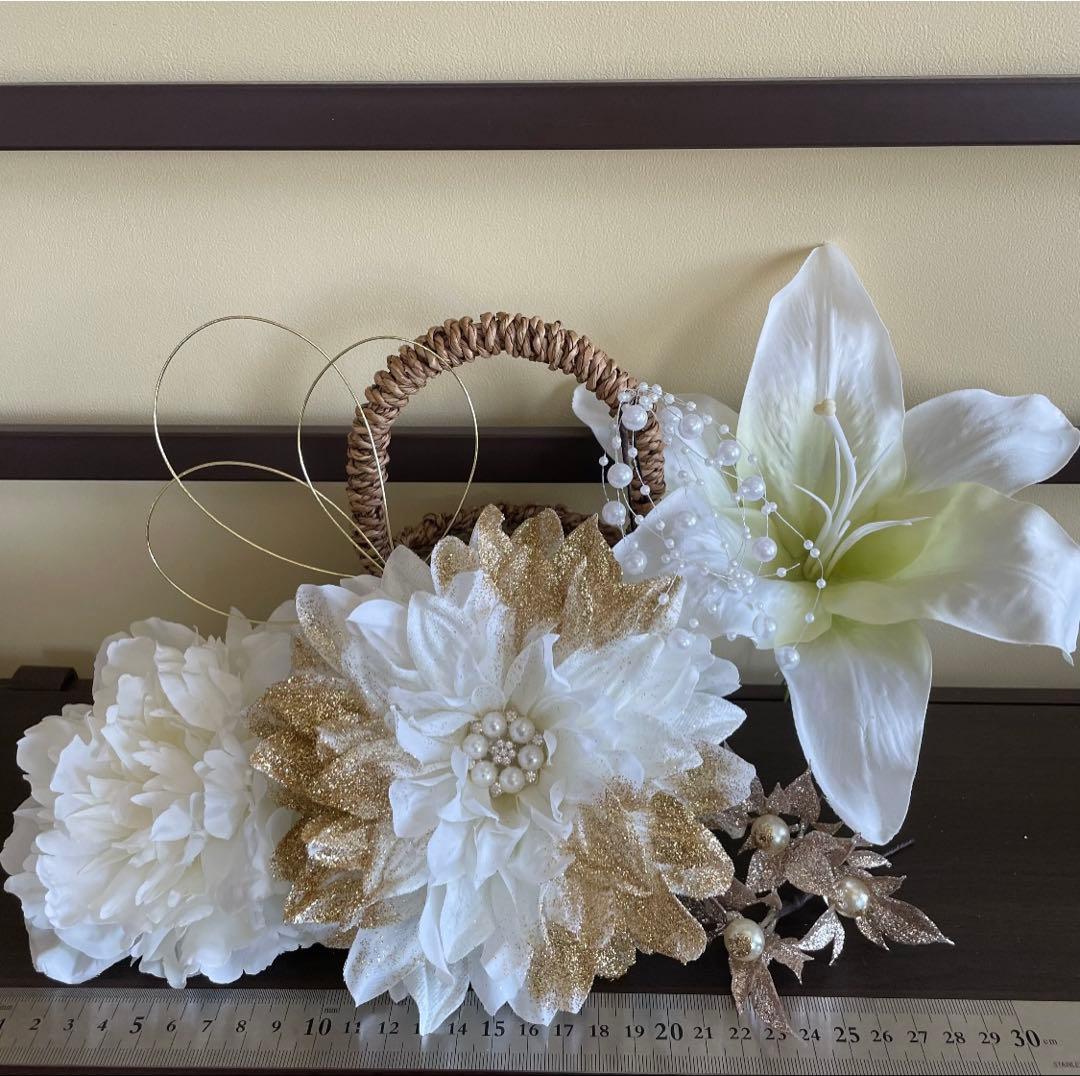 ホワイト　和装髪飾り　振袖髪飾り　成人式髪飾り　結婚式髪飾り　白無垢髪飾り