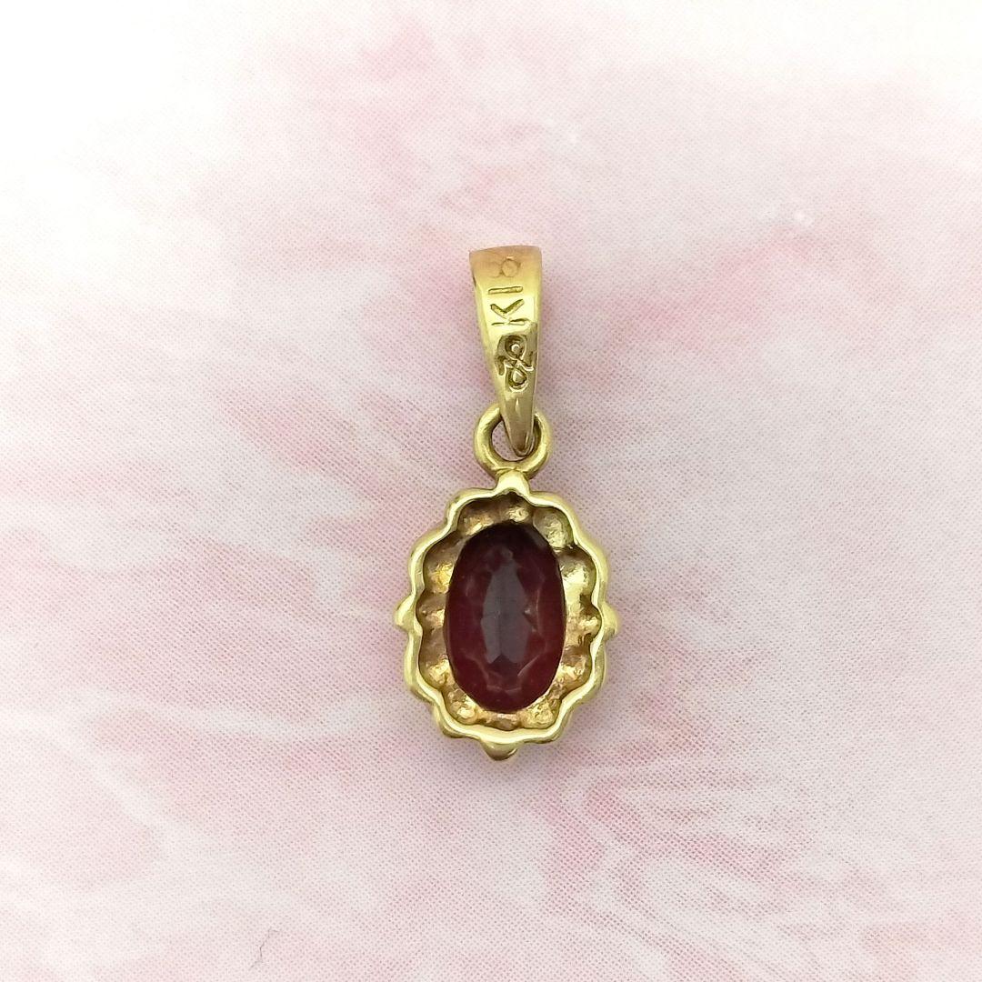 K18 ガーネット ペンダントトップ オーバルカット