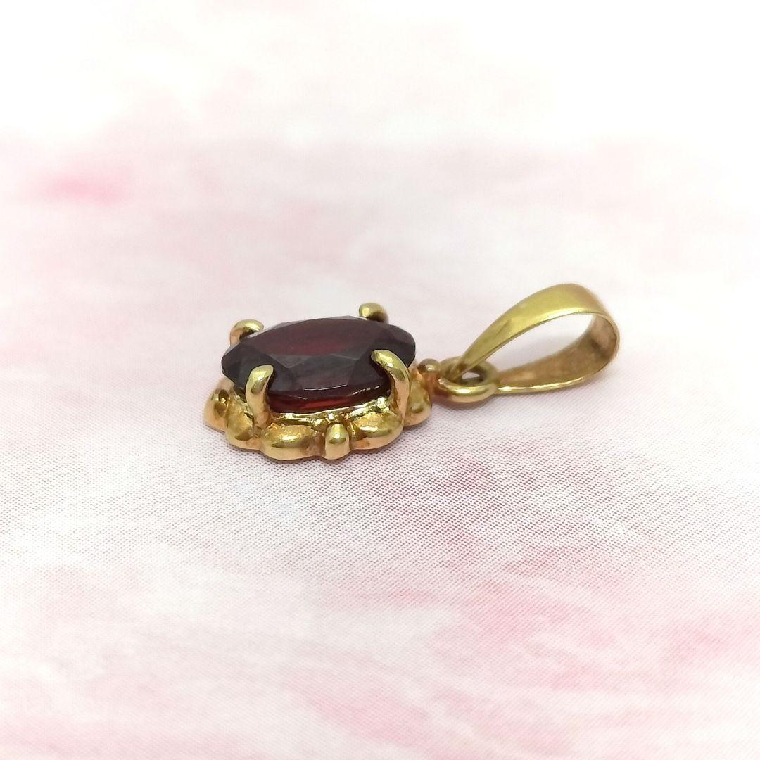 K18 ガーネット ペンダントトップ オーバルカット