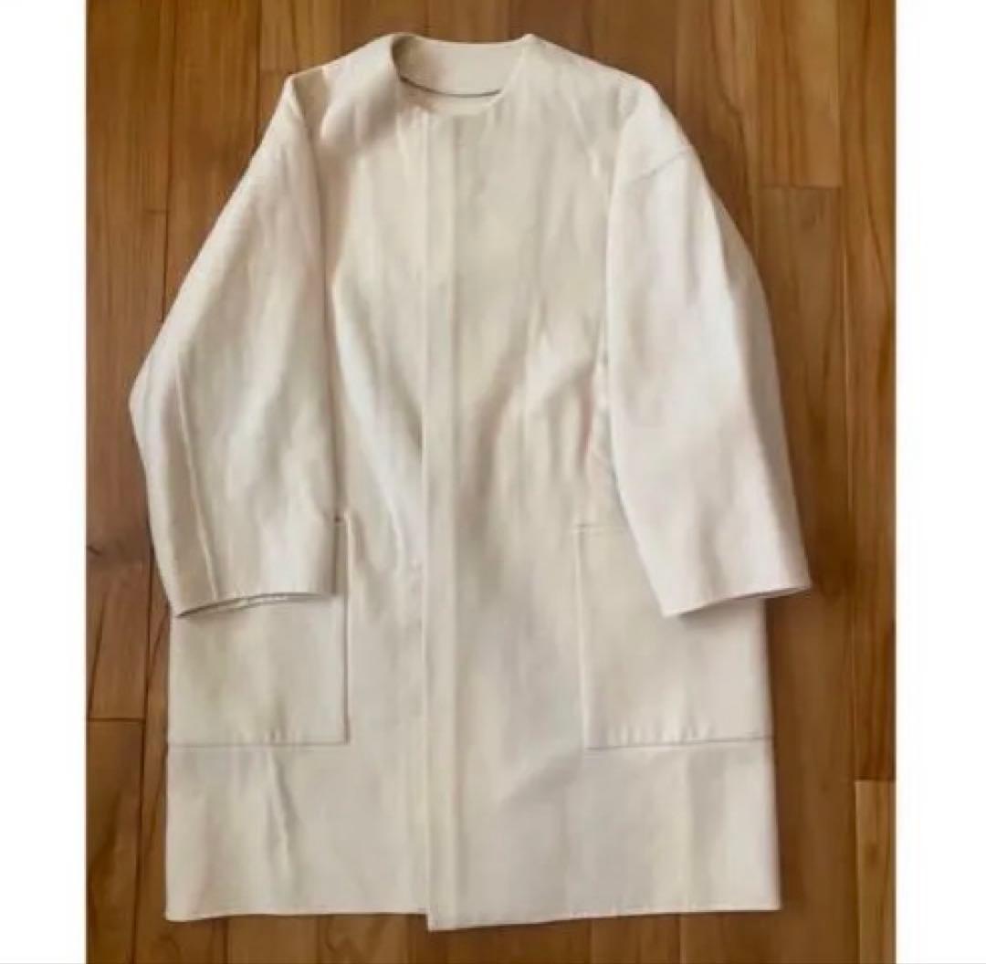 ドゥロワー drawer メルトンノーカラーコート　38 ブラミンク　コクーン