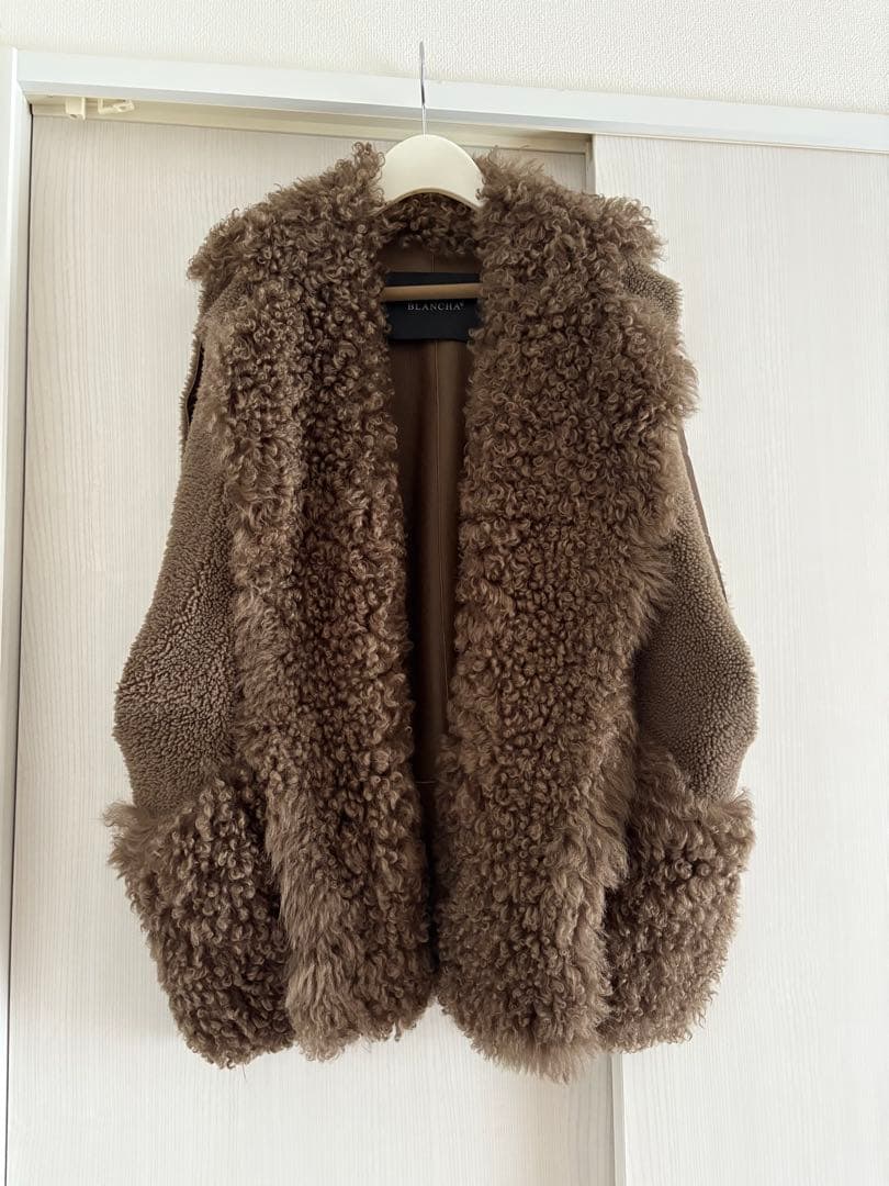 L'Appartement ブランカMOUTON VESTブラウンカーキ