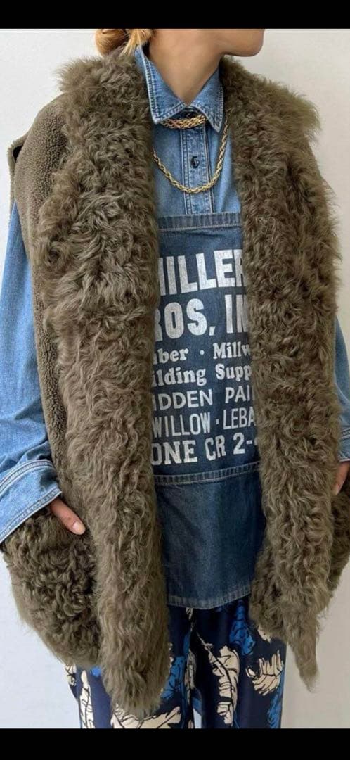 L'Appartement ブランカMOUTON VESTブラウンカーキ