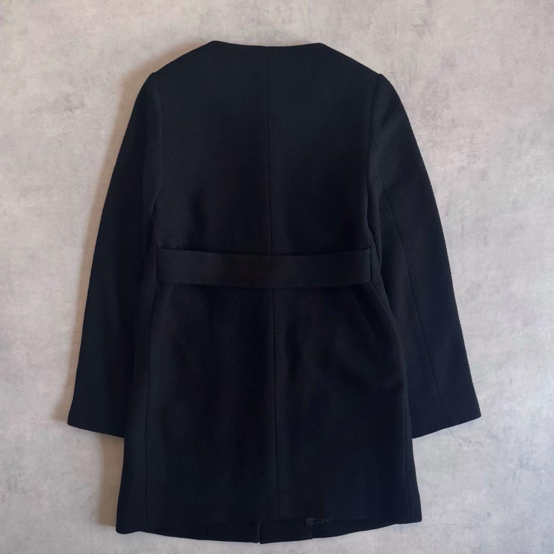 美品▲定価3.6万 IENA ノーカラーコートゴールドボタン ブラック 日本製