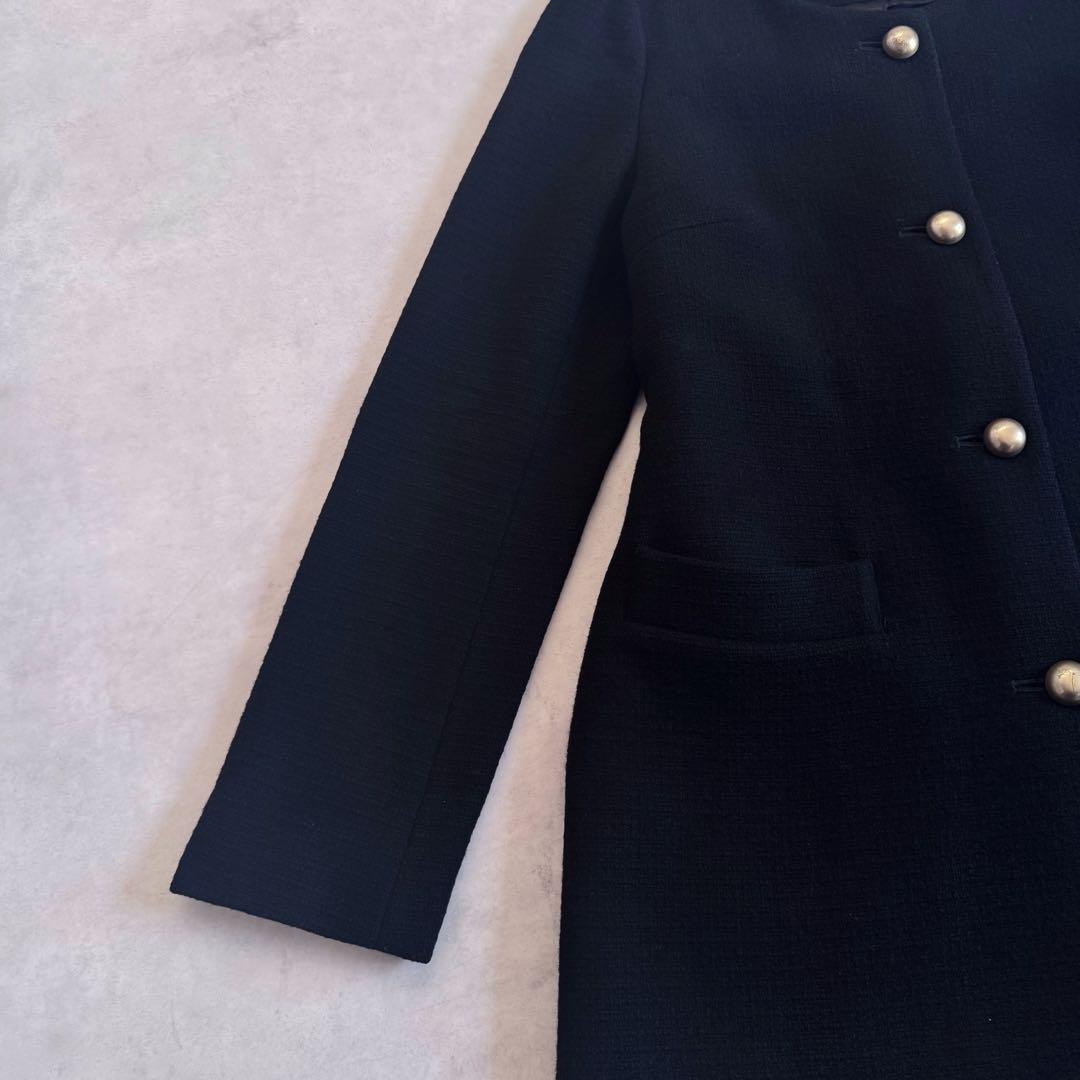 美品▲定価3.6万 IENA ノーカラーコートゴールドボタン ブラック 日本製