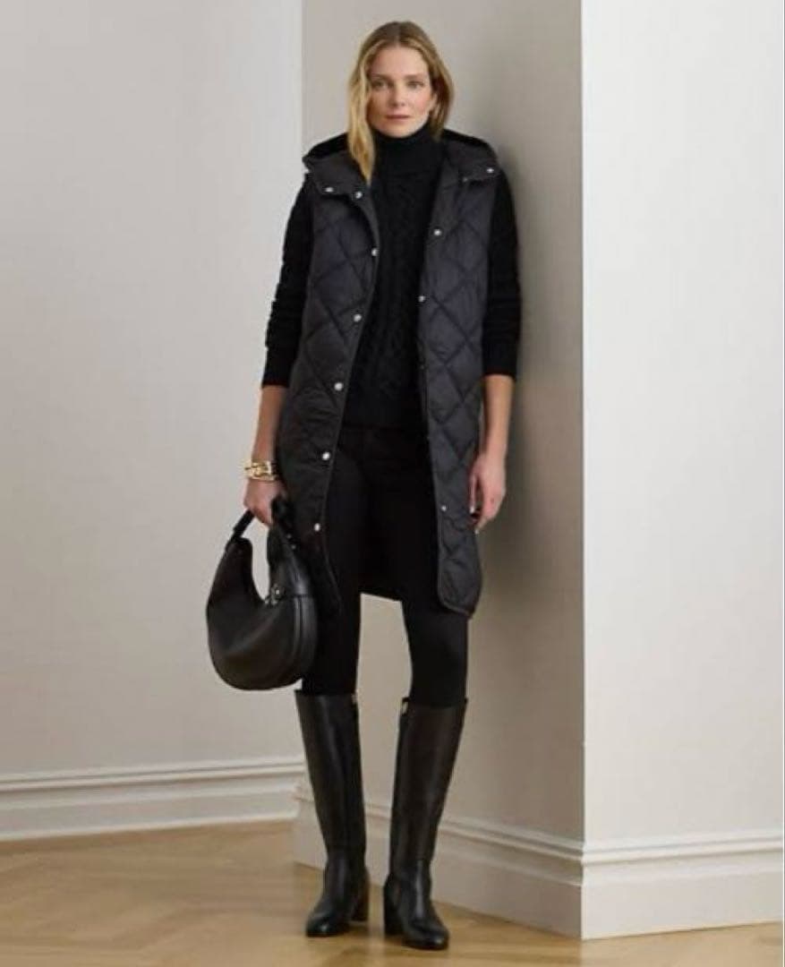 ラルフローレン♡ ロングベスト　ビッグロゴ刺繍　ネイビー