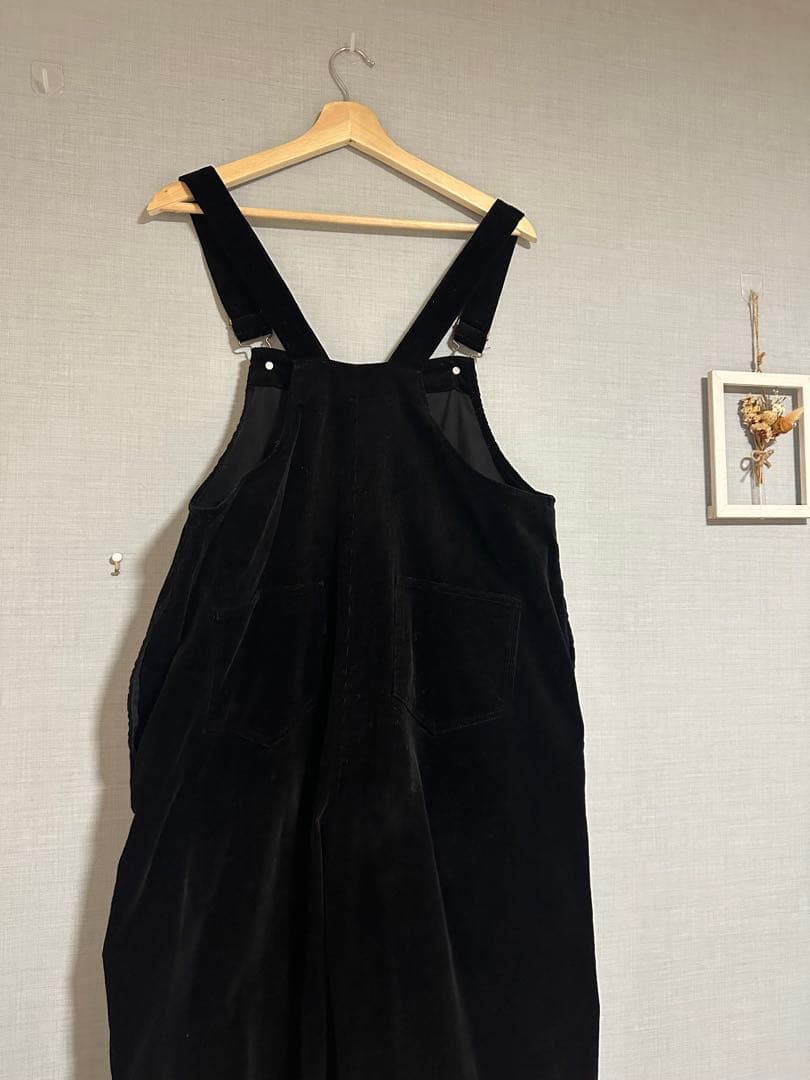 Unliens ブラック コットンサロペット ワイドレッグ