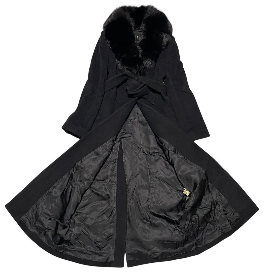 ウール100%【BOSCH】マキシ丈ロングチェスターコート 日本製 ブラック M