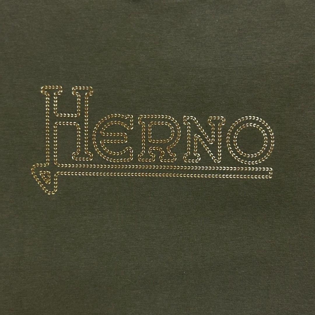 【定番モデル】ヘルノ☆センターロゴTシャツ カーキ サイズ46 入手困難