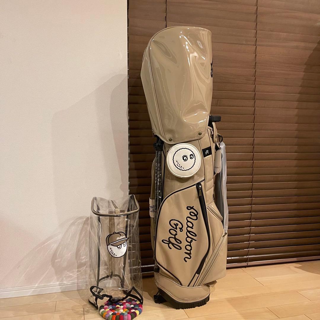 MALBON マルボンゴルフ キャディバッグ ゴルフバッグ エナメル ベージュ