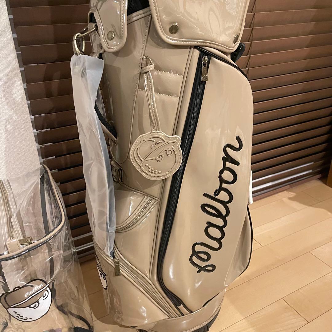 MALBON マルボンゴルフ キャディバッグ ゴルフバッグ エナメル ベージュ