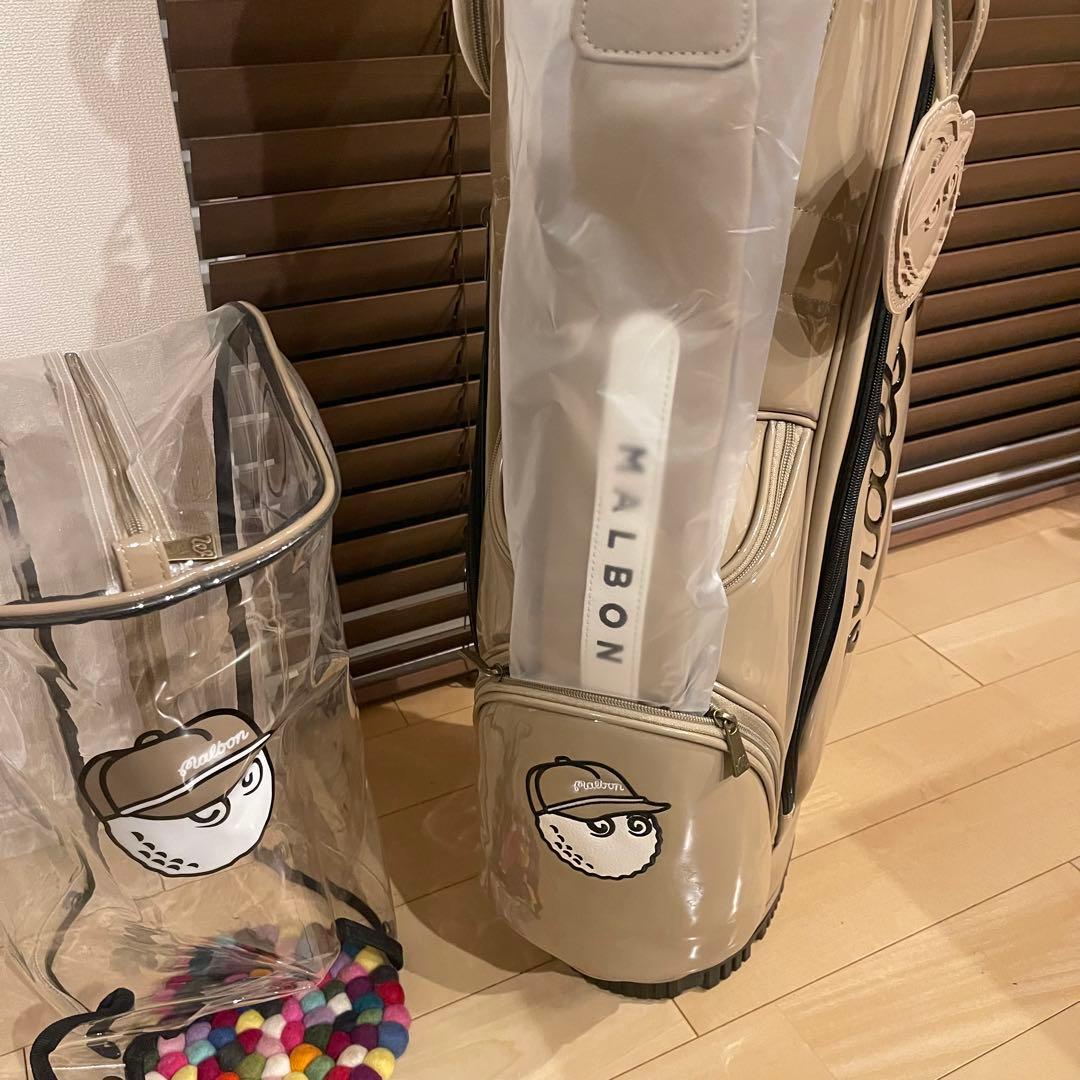 MALBON マルボンゴルフ キャディバッグ ゴルフバッグ エナメル ベージュ