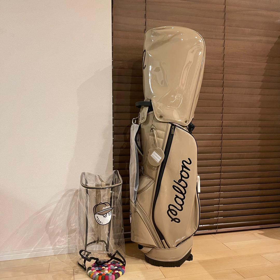 MALBON マルボンゴルフ キャディバッグ ゴルフバッグ エナメル ベージュ