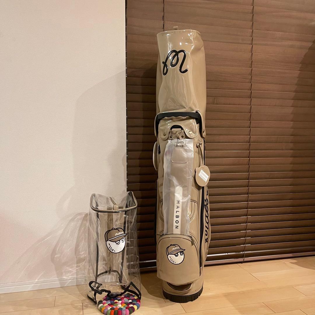 MALBON マルボンゴルフ キャディバッグ ゴルフバッグ エナメル ベージュ