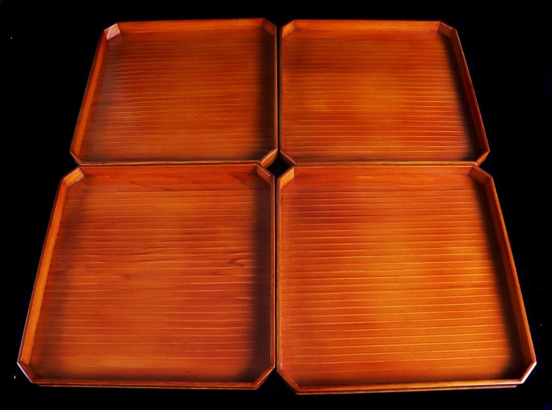 飛騨春慶塗 小吸膳 四方膳 折敷膳 懐石道具 会席 十客 共箱