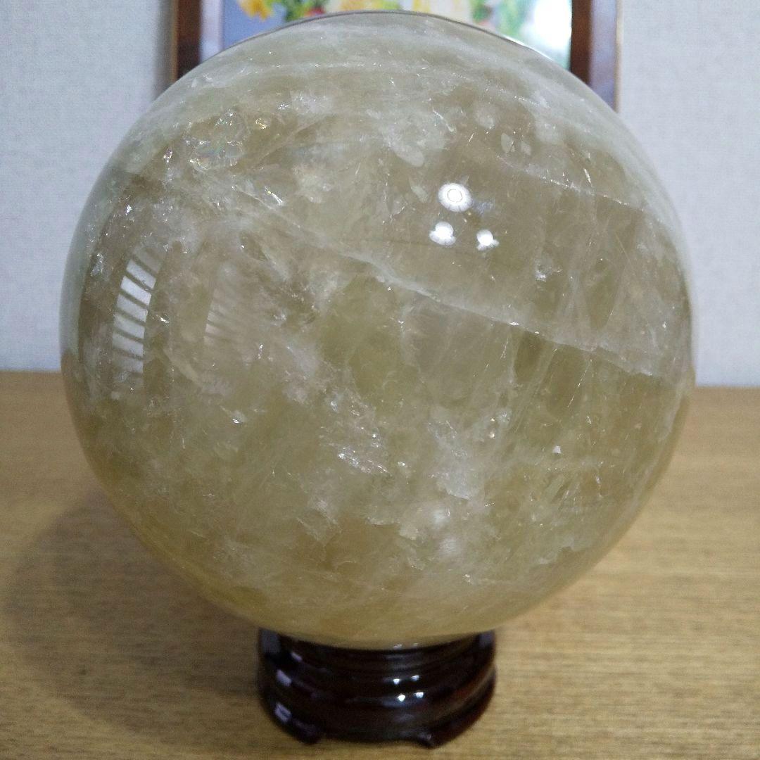 シトリン 丸玉 2.5kg 台座付き 127mm 大玉天然石 金運アップ
