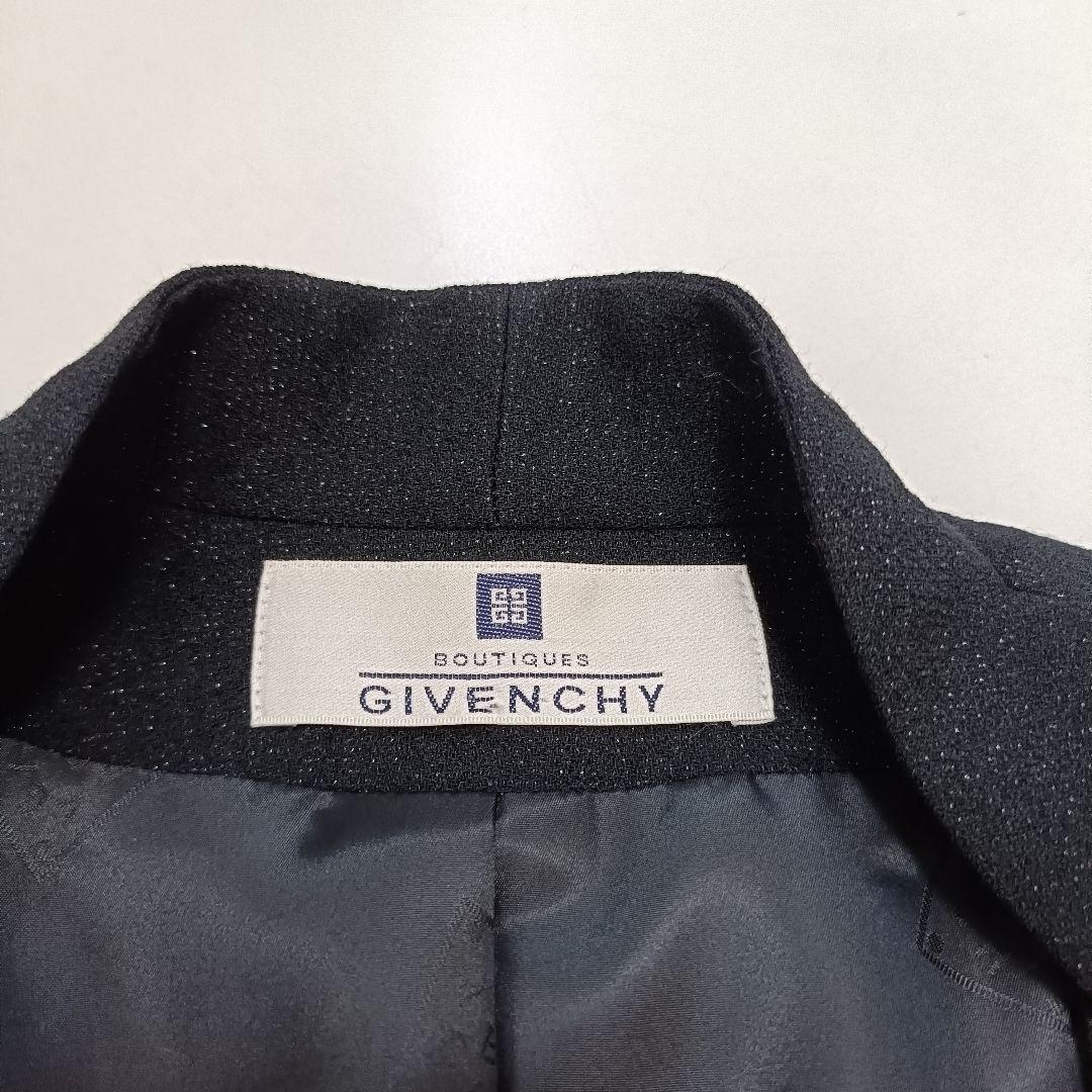 GIVENCHY ラメ仕様 レディースノーカラージャケット Vネック 38 黒系