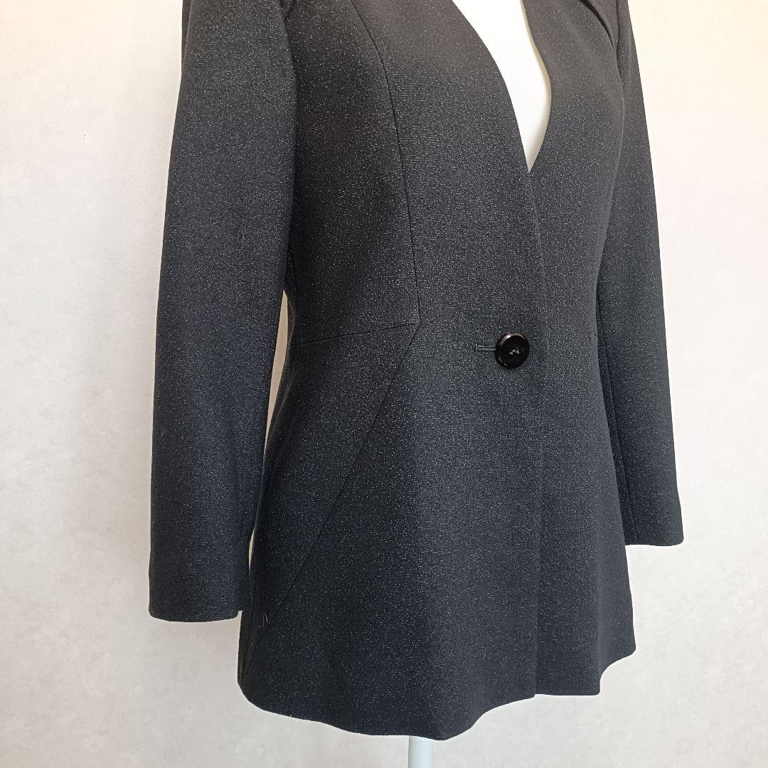 GIVENCHY ラメ仕様 レディースノーカラージャケット Vネック 38 黒系