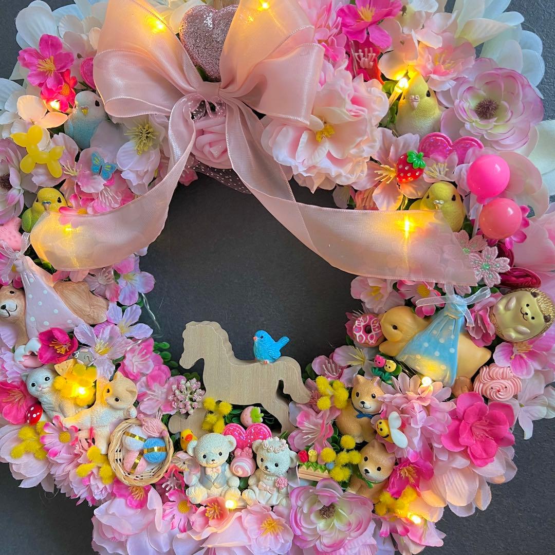 専用 特大 パーツ盛り盛り 春 フラワーリース ハンドメイド