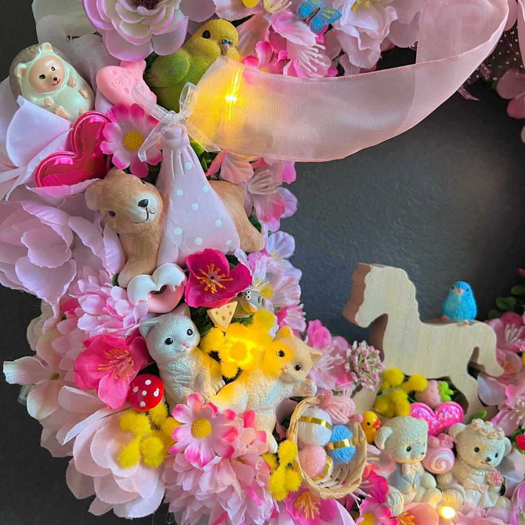 専用 特大 パーツ盛り盛り 春 フラワーリース ハンドメイド