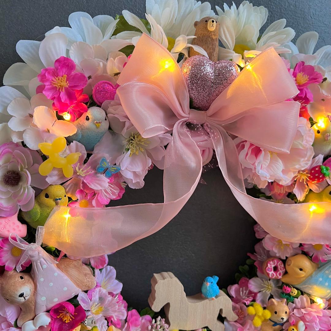 専用 特大 パーツ盛り盛り 春 フラワーリース ハンドメイド