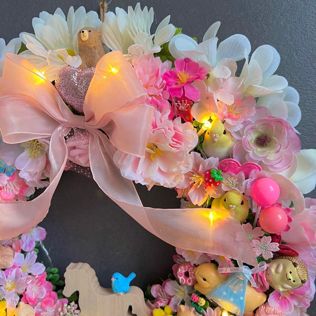 専用 特大 パーツ盛り盛り 春 フラワーリース ハンドメイド