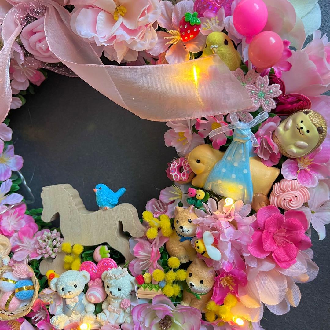 専用 特大 パーツ盛り盛り 春 フラワーリース ハンドメイド