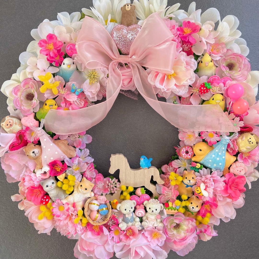 専用 特大 パーツ盛り盛り 春 フラワーリース ハンドメイド