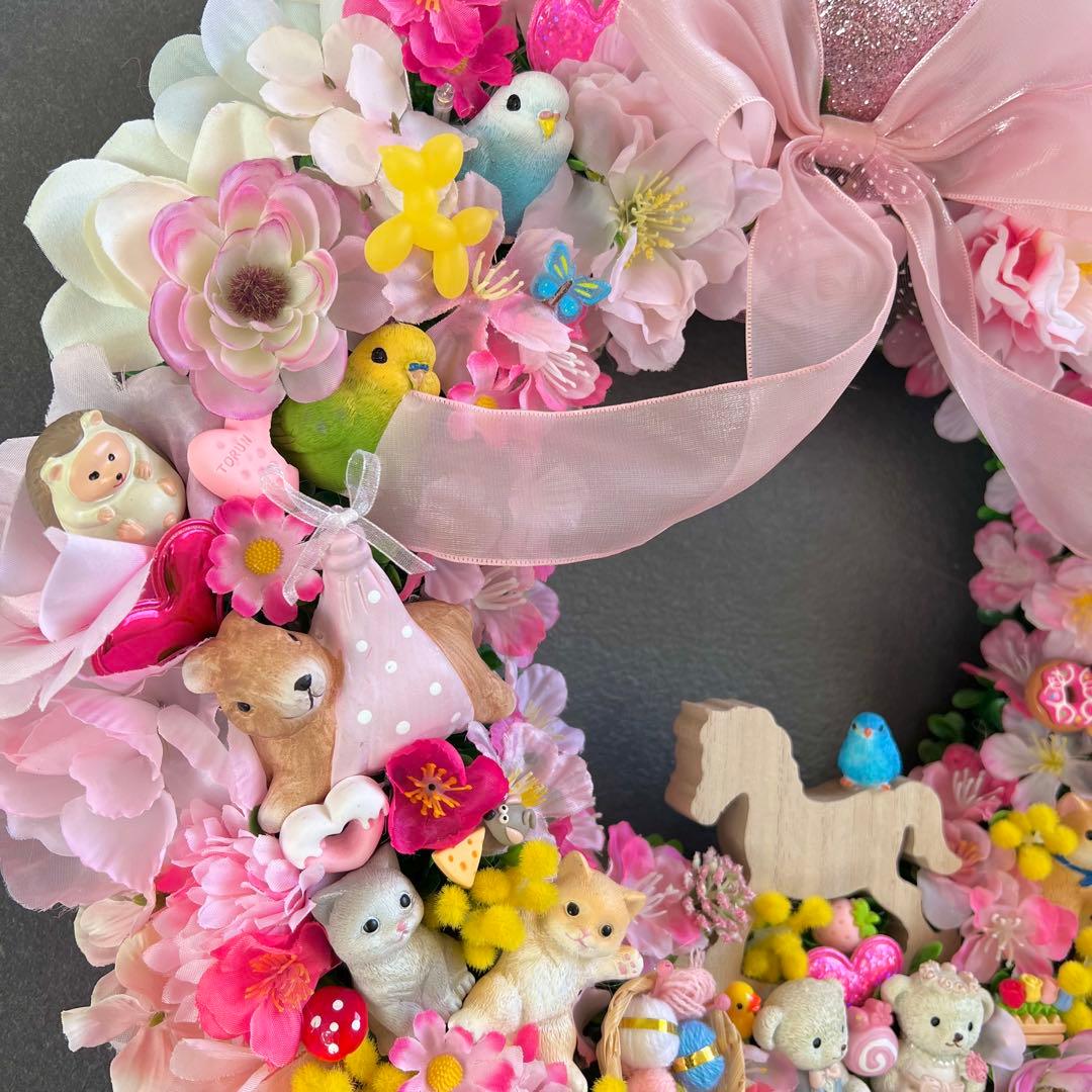 専用 特大 パーツ盛り盛り 春 フラワーリース ハンドメイド