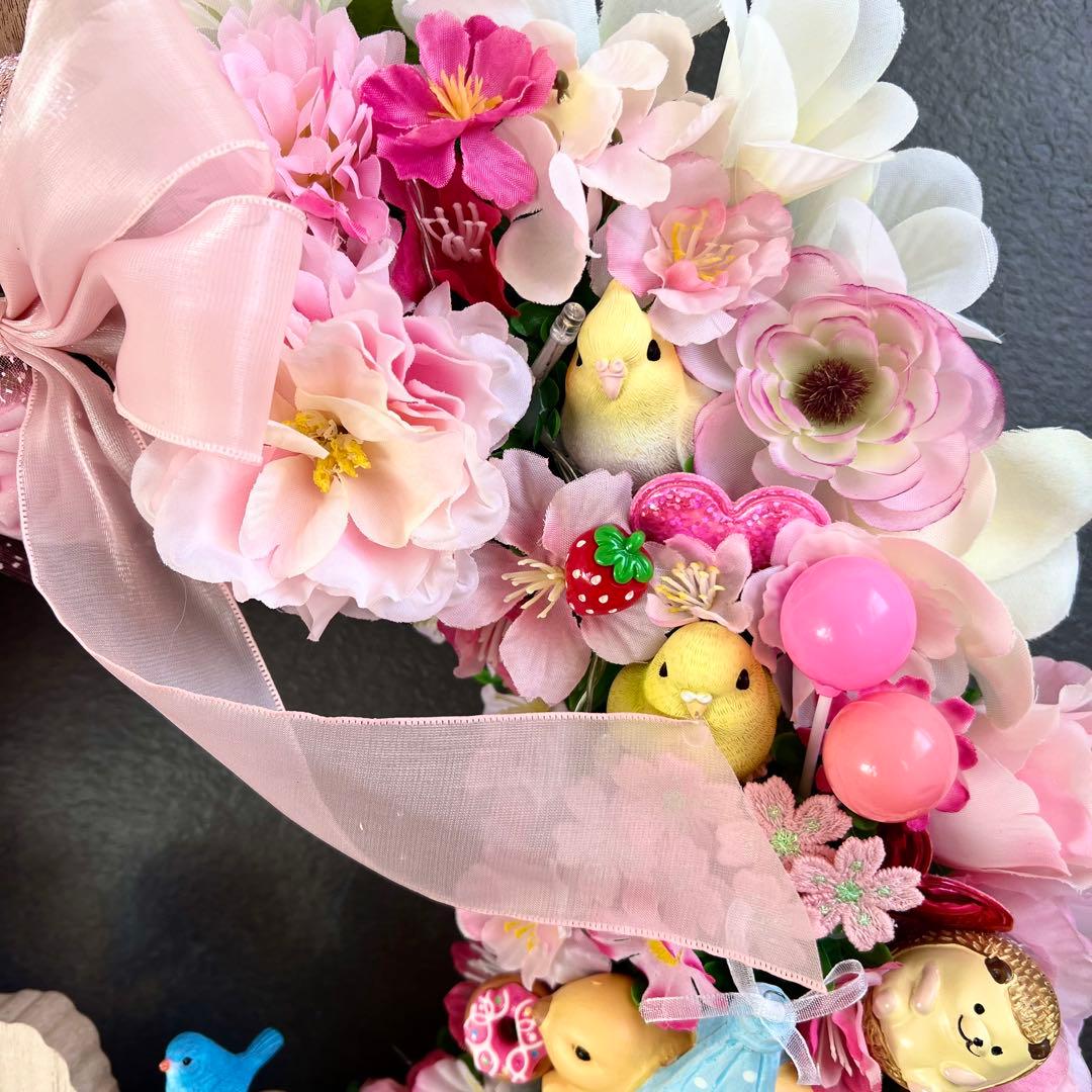 専用 特大 パーツ盛り盛り 春 フラワーリース ハンドメイド