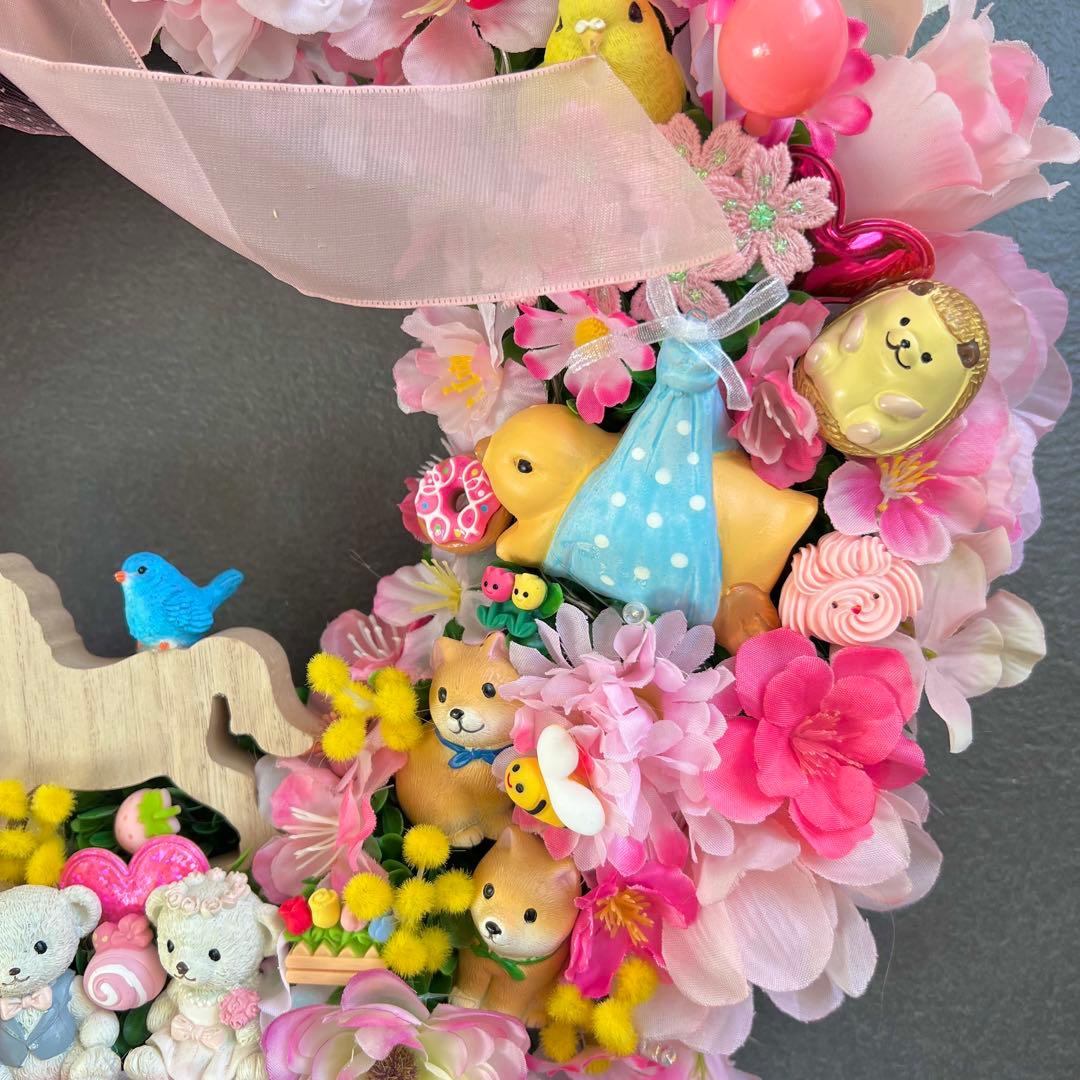 専用 特大 パーツ盛り盛り 春 フラワーリース ハンドメイド