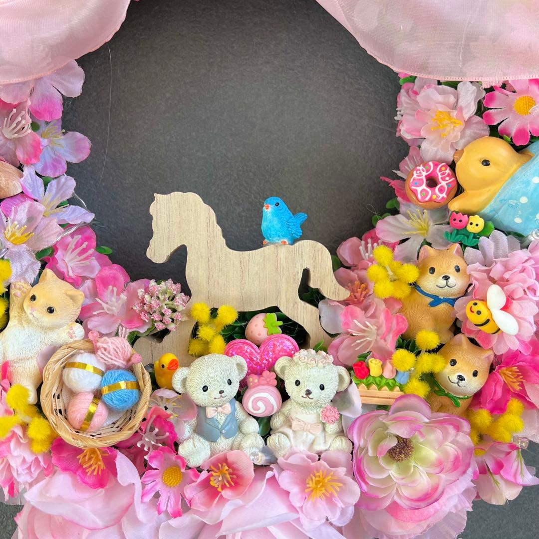 専用 特大 パーツ盛り盛り 春 フラワーリース ハンドメイド