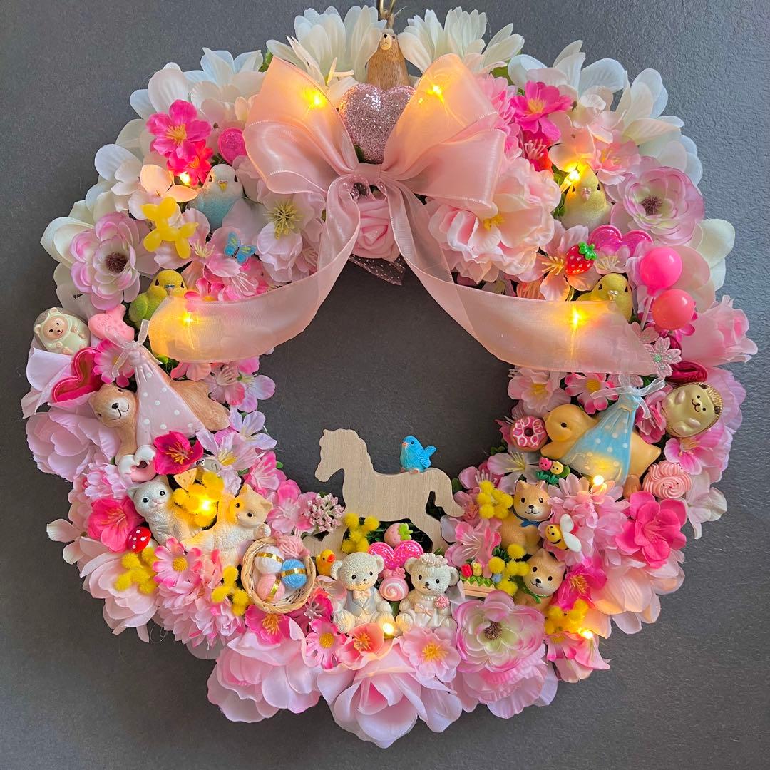 専用 特大 パーツ盛り盛り 春 フラワーリース ハンドメイド