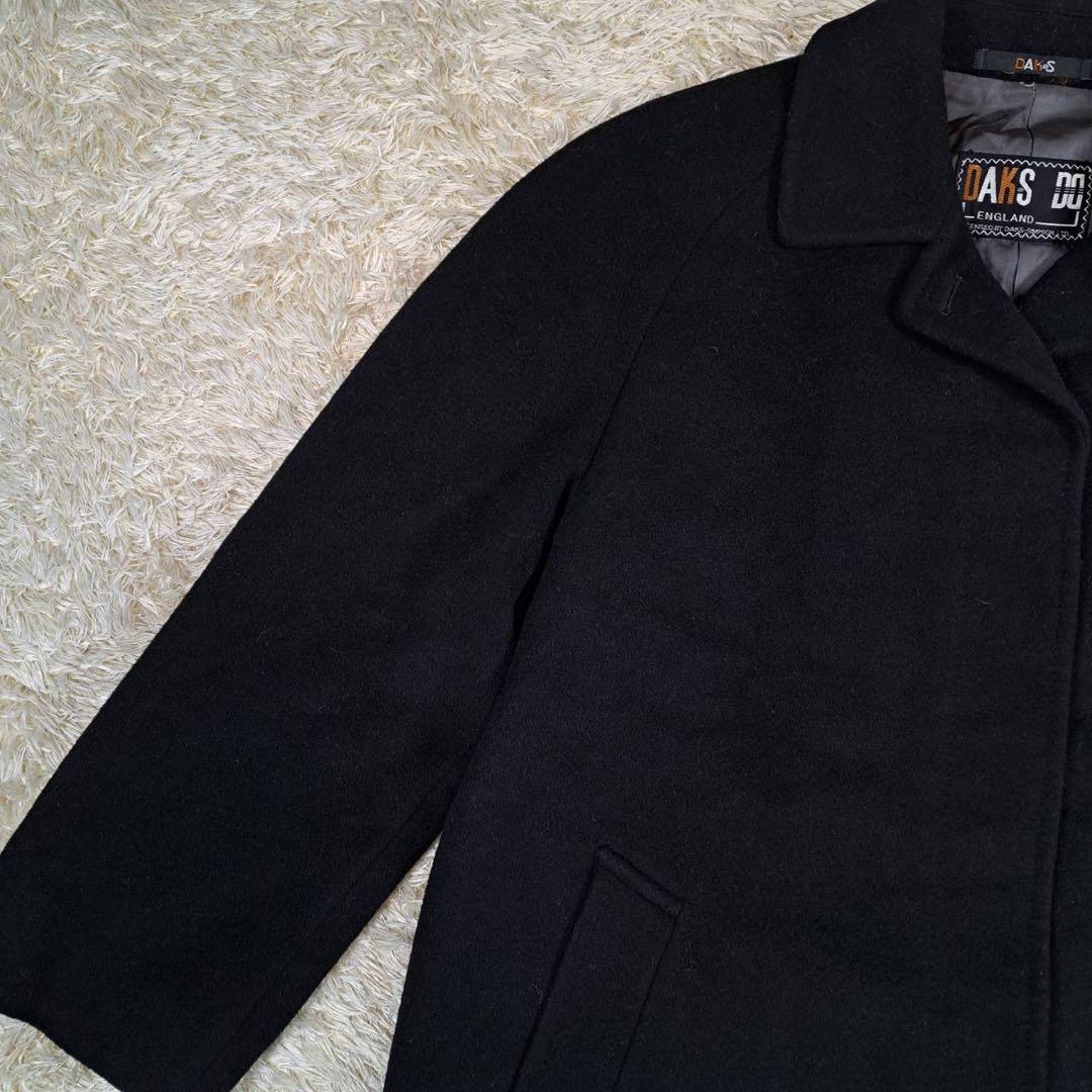 美品　DAKS カシミヤ混　ロングコート　マキシ丈　ブラック　ステンカラー