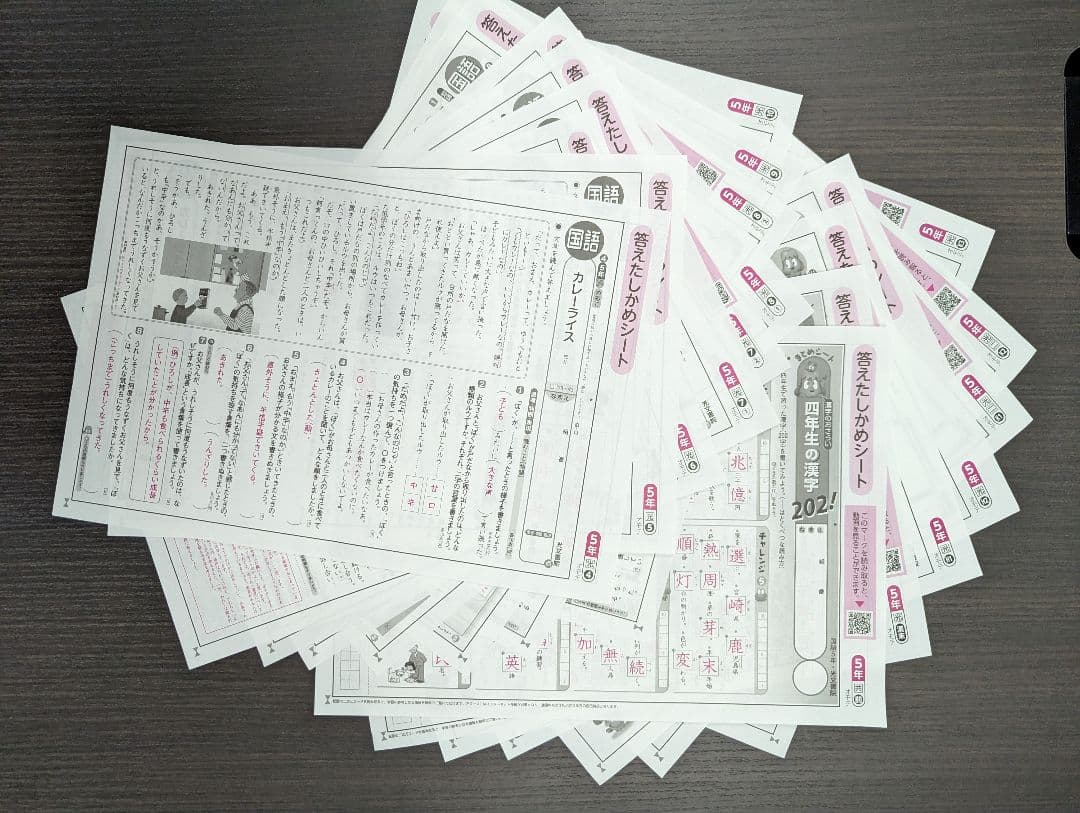 小学５年生★答えたしかめシート★国語＆算数＆社会＆理科＆英語★オマケ付き