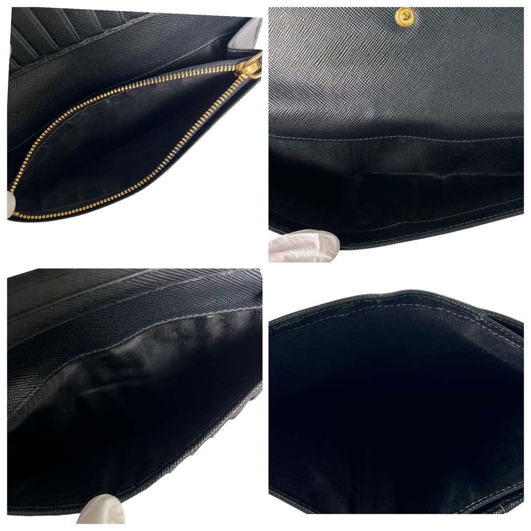 【美品】プラダ　サフィアーノ　長財布　黒　ブラック　レザー