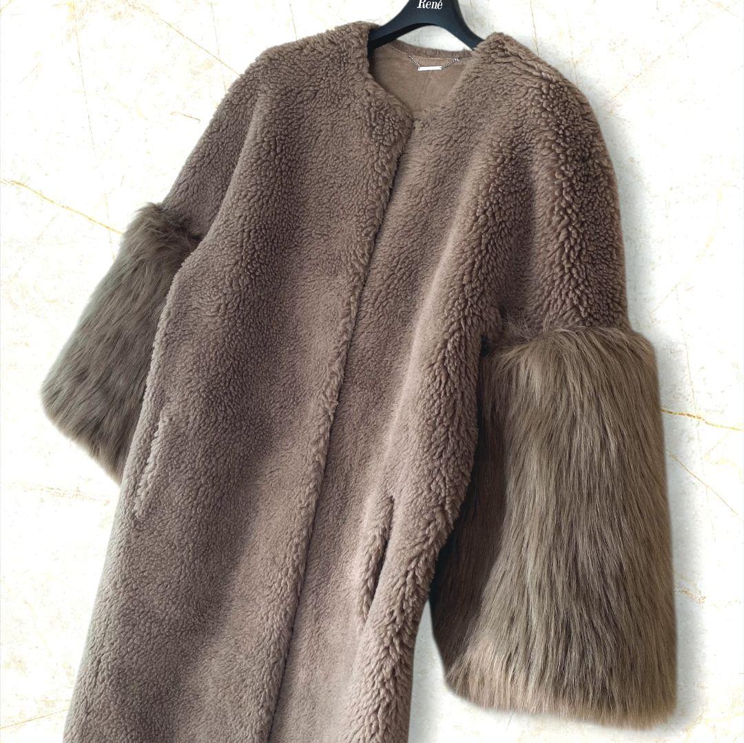 セルフォードCELFORD コート ファー 袖2ウェイ ボア ノーカラー